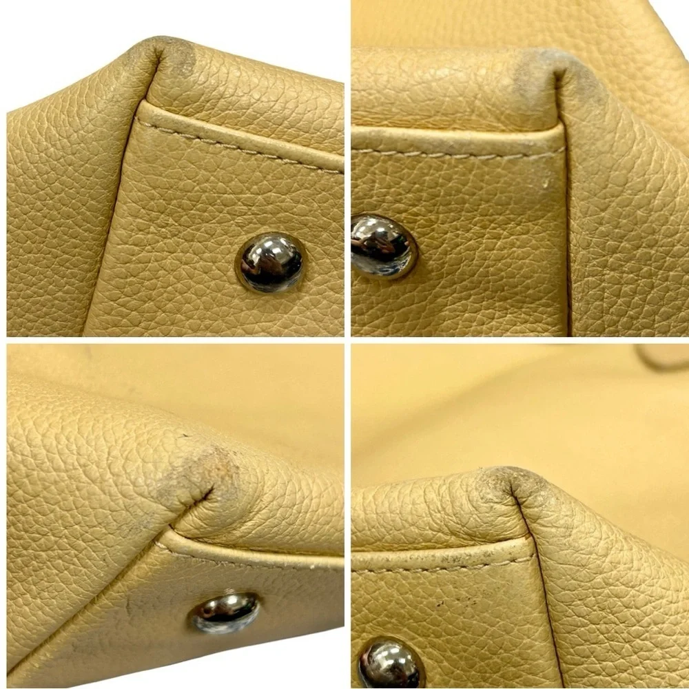 Longchamp Leather Satchel Handbag Beige Tan